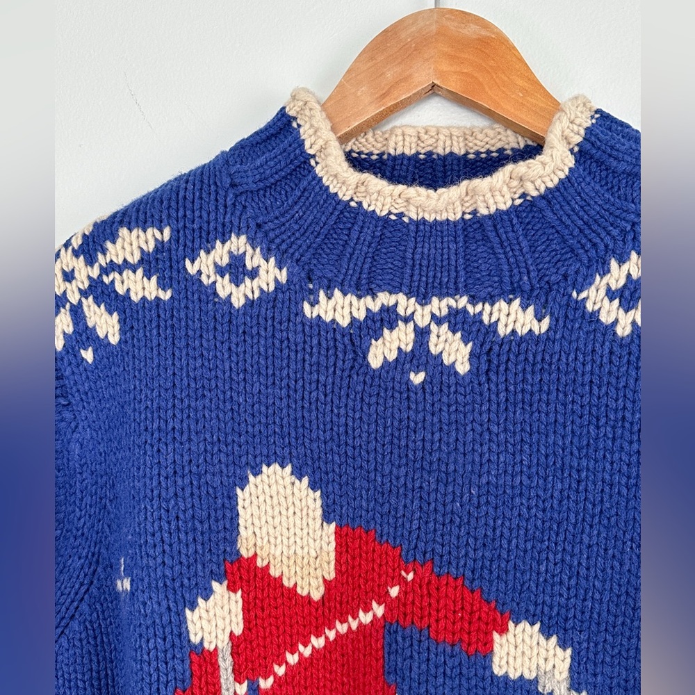 Lands’ End Ski Alpine Blue Lambswool Novelty Cozy Heavy Knit Sweater size large - Picture 4 of 9